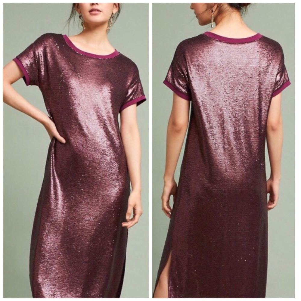 New Anthropologie Tunic Sequined Dress size small